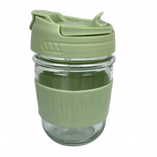 Склянка з кришкою, силіконовою трубочкою Світло-зеленого кольору 350мл