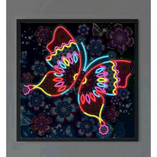 Алмазна вишивка світна вночі Метелик квіти 25*25 см алмазна мозаїка за номерами