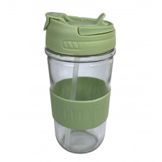 Склянка з кришкою, силіконовою трубочкою Світло-зеленого кольору 500мл