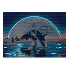 Алмазна вишивка світна вночі Дельфіни море 25*35 см алмазна мозаїка за номерами