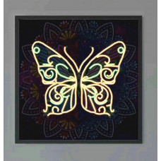 Алмазна вишивка світна вночі Метелик квіти 25*25 см алмазна мозаїка за номерами