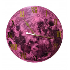 Годинник світиться в темряві Рожевий Місяць діаметр 40см цифри та стрілки колір золото