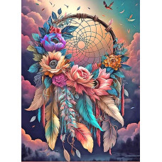 Алмазна мозаїка Ловець снів 35*45 см круглі камені за номерами (розмір полотна 40*50 см)