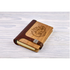 Блокнот Хогвартс з натурального дерева і натуральної шкіри з застібкою магніт