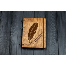 Блокнот деревянный Умные мысли обложка из фанеры на кольцах, 60 листов, А5 формат