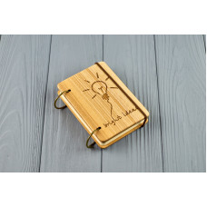 Блокнот деревяний з дерева формат А7 на кільцях Ідея