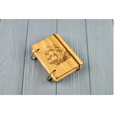 Блокнот деревяний з дерева формат А7 на кільцях Корабель