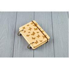 Блокнот деревяний з дерева формат А7 на кільцях Метелики