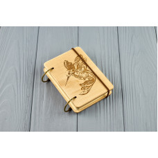 Блокнот з дерева формат А7 на кільцях Колібрі