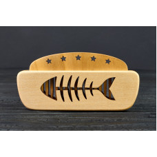 Гребінь у холдере міні Скелет риби з натурального дерева.