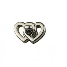 Замок для сумки поворотний серце 37*24 мм колір срібло