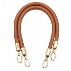Ручки для сумки 40 см коричневі зі штучної шкіри з не поворотними карабінами колір золото