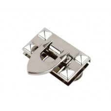 Замок для сумки прямокутний з язичком 41*23 мм колір Срібло