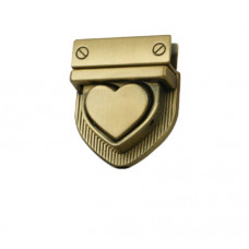 Замок для сумки засувка серце 29*27 мм колір Бронза