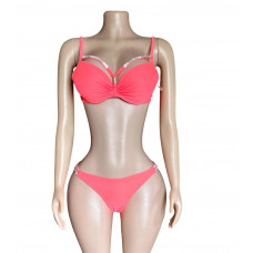 Купальник роздільний жовтогарячий зі стразами XL 48