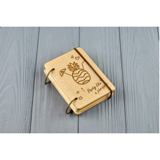 Блокнот деревяний з дерева формат А7 на кільцях Pineapple party подарунок