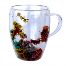 Чашка з подвійним дном прозора із сухоцвітами 350 мл