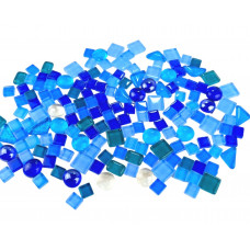 Набір шматочків мозаїки камінці мікс Синій блакитний 200 гр 150-170 шт каміння декоративні для декору