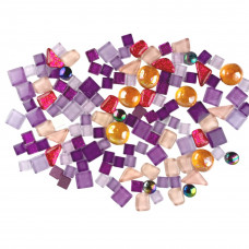 Набір шматочків мозаїки камінці мікс Фіолетовий з блисками 200 гр 150-170 шт каміння декоративне для декору