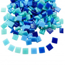 Шматочки мозаїки із зубчастою зворотною стороною 1*1 см Колір світло синій (300 штук 200 грам) Форма квадрат