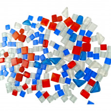 Набір шматочків мозаїки камінці мікс Білий, червоний, синій 200 гр 150-170 шт декоративні каміння для декору