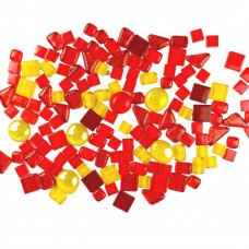 Набір шматочків мозаїки камінці мікс Жовтий, червоний 200 гр 150-170 шт декоративні каміння для декору