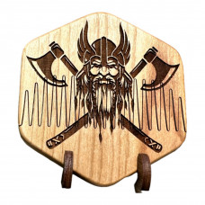 Гребінець для бороди деревяний  Вікінг з сокирою  на магнітах