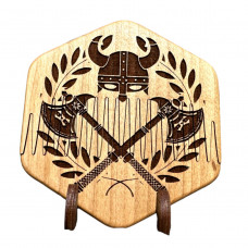 Гребінець для бороди деревяний  Шолом вікінга  на магнітах