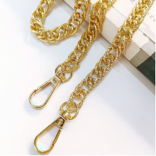 Ланцюжок-ручка для сумки 110 см подвійне плетіння 10 мм колір золото з гранкою