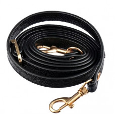 Ручка для сумки клатча чорна шкірозамінник із карабінами та регулятором довжини фурнітура колір золото 120 см*1,2см