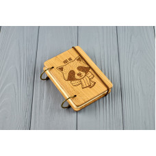 Блокнот деревяний з дерева формат А7 на кільцях Єнот