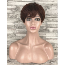 Перука жіночий короткий жіночий темно-коричневий модель М06 штучні термостійкі волосся