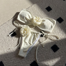 Купальник роздільний кремовий із трояндами M 44