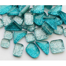 Набір шматочків мозаїки форма Камені колір синій мікс з блискітками 200 гр 150-180 шт товщина 4 мм
