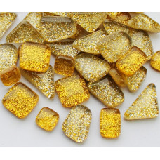 Набір шматочків мозаїки форма Камені колір жовтий мікс з блискітками 200 гр 150-180 шт товщина 4 мм