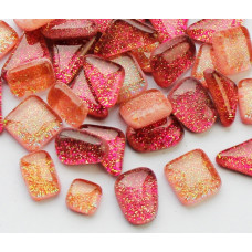 Набір шматочків мозаїки форма Камені рожевого-червоного колір з блискітками 200 гр 150-180 шт товщина 4 мм