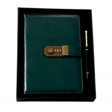Блокнот Щоденник із кодовим замком Зелений 220*1520мм із ручкою в коробці