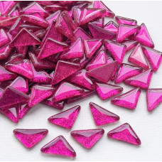 Набір шматочків мозаїки Трикутної форми темно-рожевого кольору з блискітками 200 гр 150-180 шт товщина 4 мм