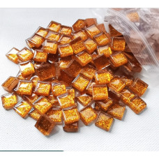 Набір шматочків мозаїки Квадратна форма світло-коричневого кольору з блискітками 200 гр 150-180 шт товщина 4 мм