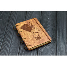 Блокнот А6 Нефертитииз фанери Темний на кільцях, 60 аркушів