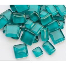 Набір шматочків мозаїки форма Квадрати мікс бірюзового колір з блискітками 200 гр 150-180 шт товщина 4 мм