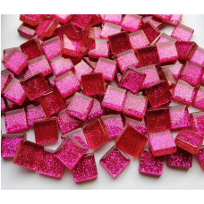 Набір шматочків мозаїки Квадратна форма фіолетового кольору з блискітками 200 гр 150-180 шт товщина 4 мм