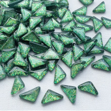 Набір шматочків мозаїки Трикутної форми зеленого кольору з блискітками 200 гр 150-180 шт товщина 4 мм
