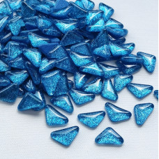 Набір шматочків мозаїки Трикутної форми синього кольору з блискітками 200 гр 150-180 шт товщина 4 мм