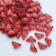 Набір шматочків мозаїки Трикутної форми червоного кольору з блискітками 200 гр 150-180 шт товщина 4 мм