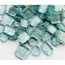 Набір шматочків мозаїки форма Камені небесно-блакитного коліру з блискітками 200 гр 150-180 шт товщина 4 мм