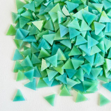 Набір шматочків мозаїки слюда форма ТРИКУТНИК 200 грам 240 шт колір Салатовий блакитний