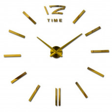 Настінний обємний 3D годинник великий 120см з полосками колір золото diy зроби сам Art Clock 3d дзеркальні