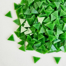 Набір шматочків мозаїки слюда форма ТРИКУТНИК 200 грам 240 шт колір Зелений смарагд