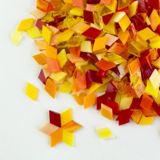Набір шматочків мозаїки слюда форма РОМБ 200 грам 340 шт колір Червоний Помаранчевий Жовтий Мікс не прозорий